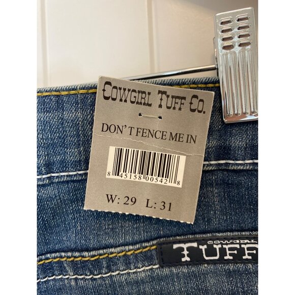 Cowgirl Tuff Co Women's Bootcut Distressed Blue Jeans , W:29 Cotton Blend, NWT - Picture 9 of 12